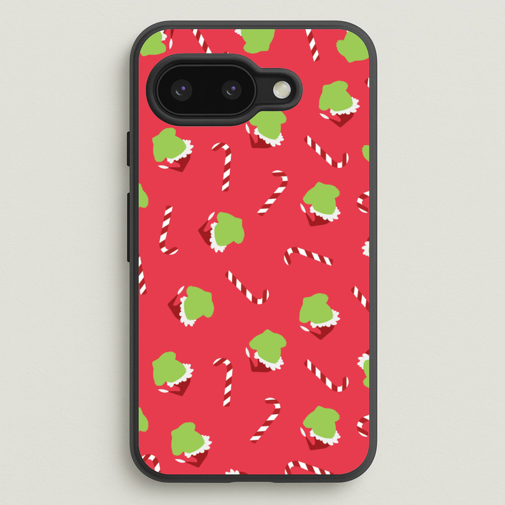 Green Creature And Candy Canes Pattern Google Pixel 9a Case