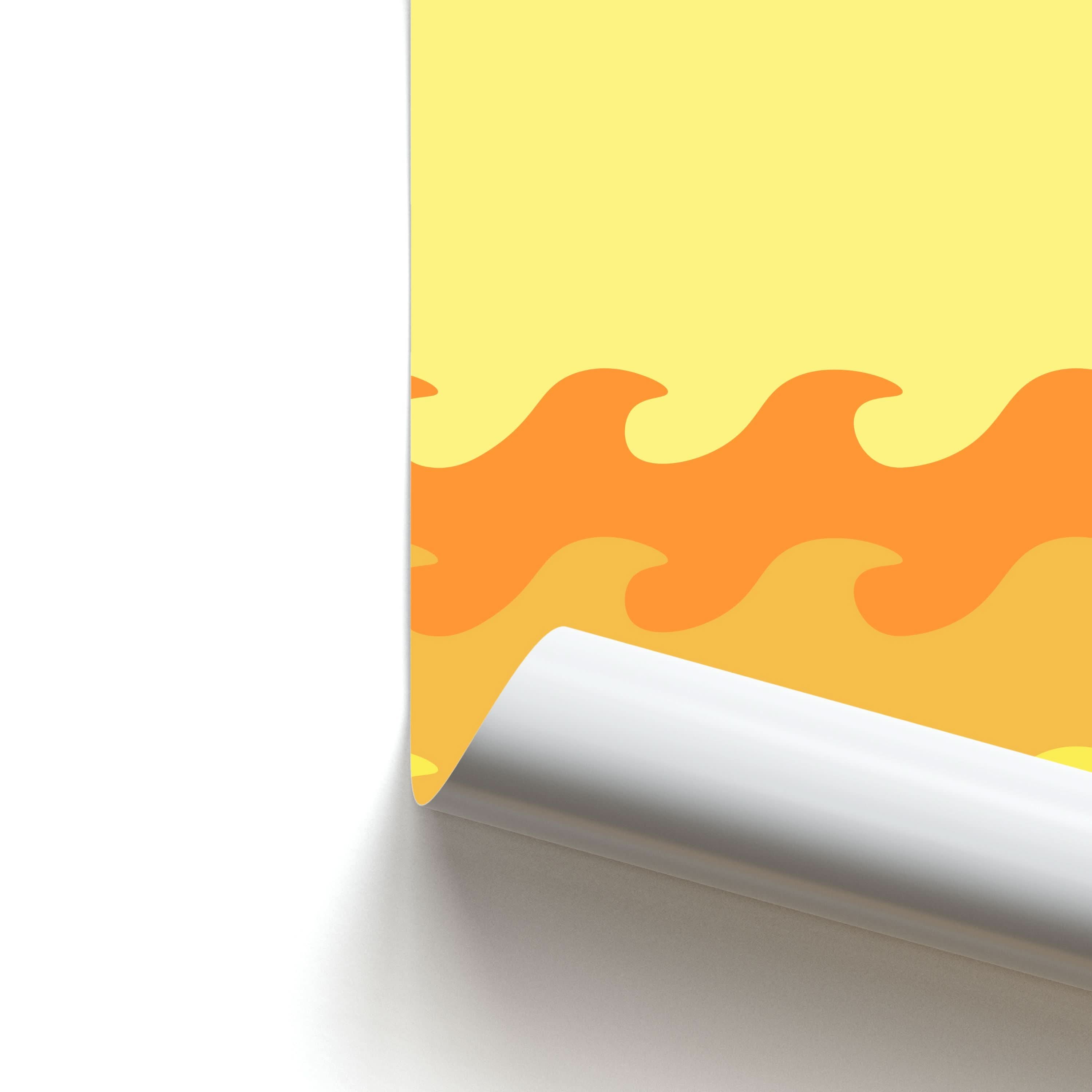 Orange Beach Waves Pattern Poster
