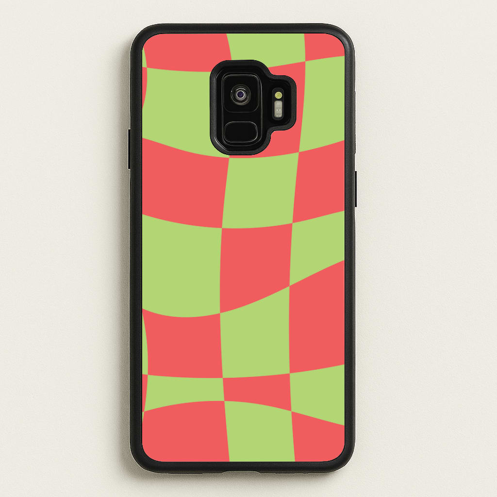 Abstract Red And Green Christmas Pattern Galaxy S9 Case