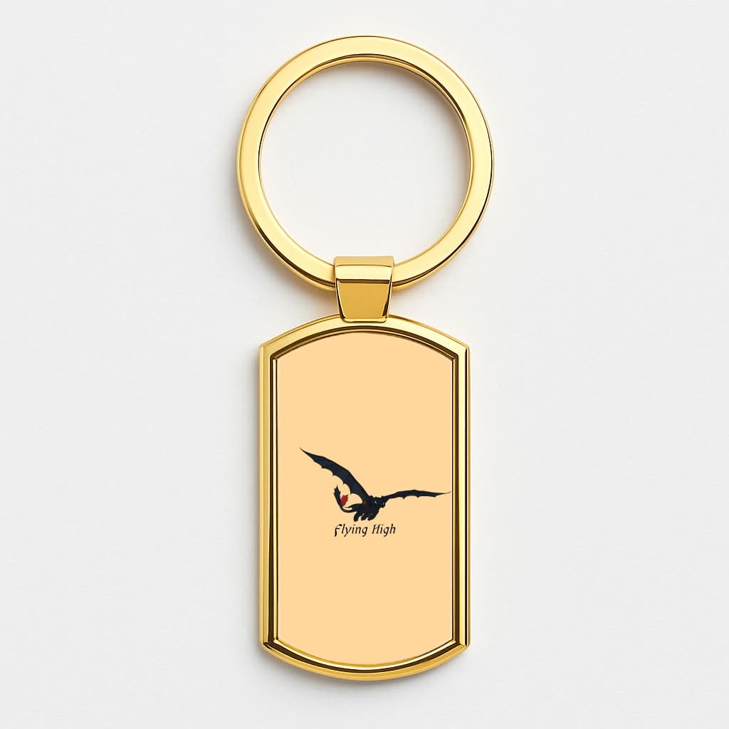 Dragon Flying High Gold Keyring