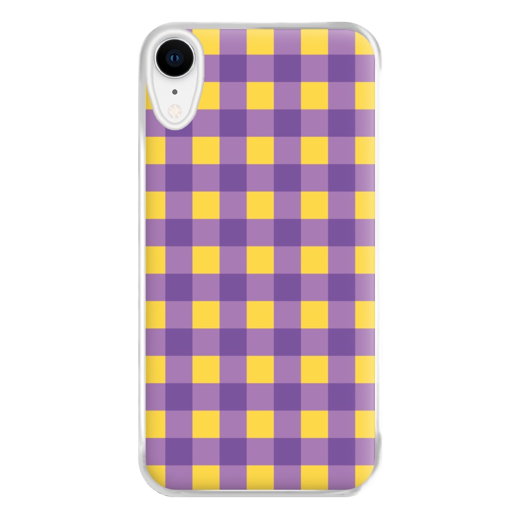 Purple And Yellow Checkered Pattern iPhone XR Case