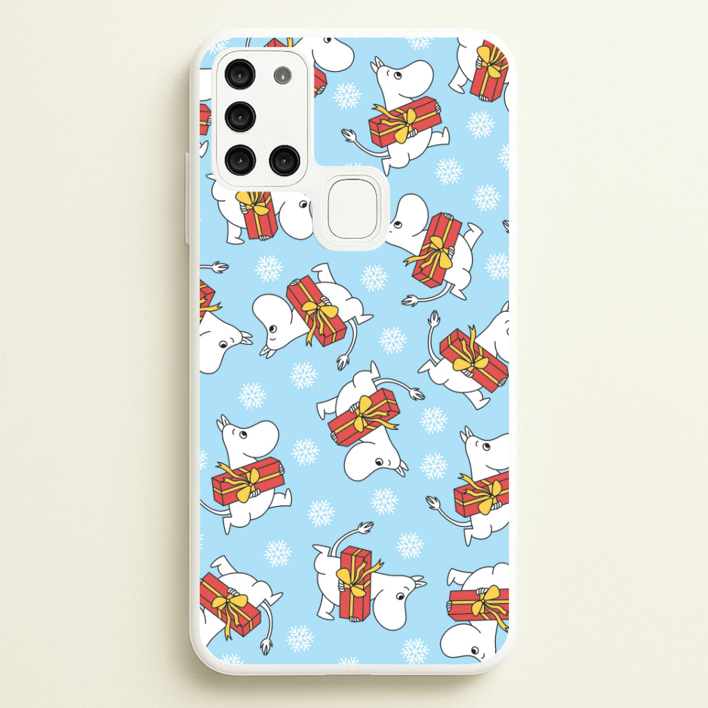 Present And Snowflakes Moom Pattern Galaxy A21s Case