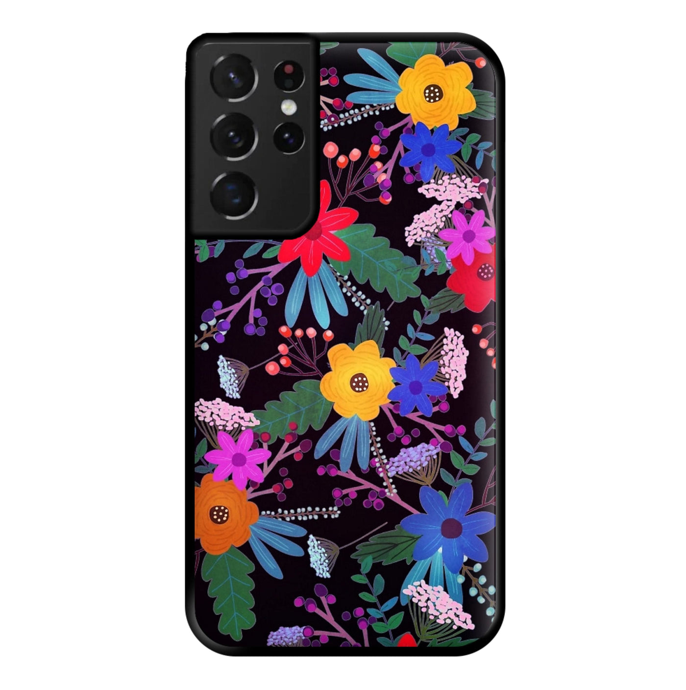 Black & Colourful Floral Pattern Phone Case