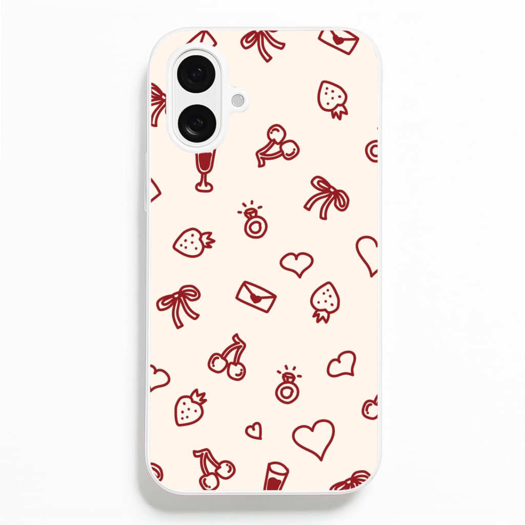 Valentines Doodles iPhone 16 Plus Case