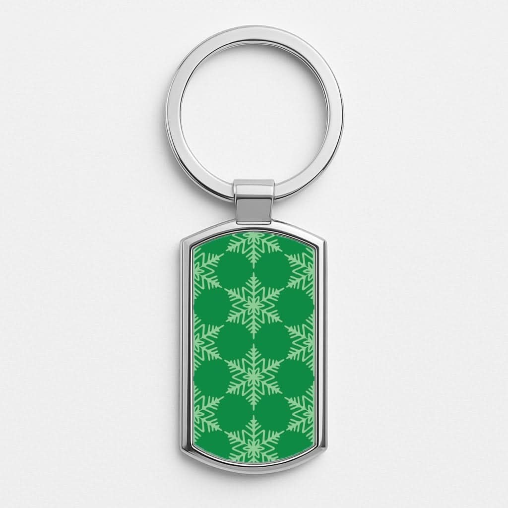 Green Giant Snowflakes Christmas Pattern Luxury Keyring