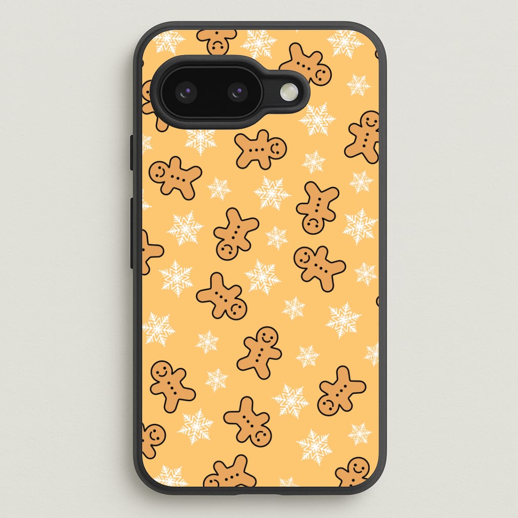 Cute Gingerbread And Snowflakes Pattern Google Pixel 9a Case