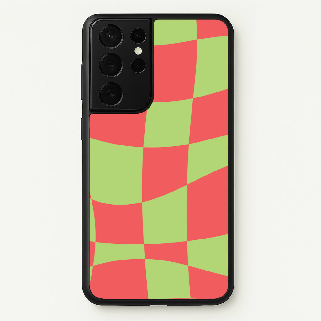 Abstract Red And Green Christmas Pattern Galaxy S21 Ultra Case