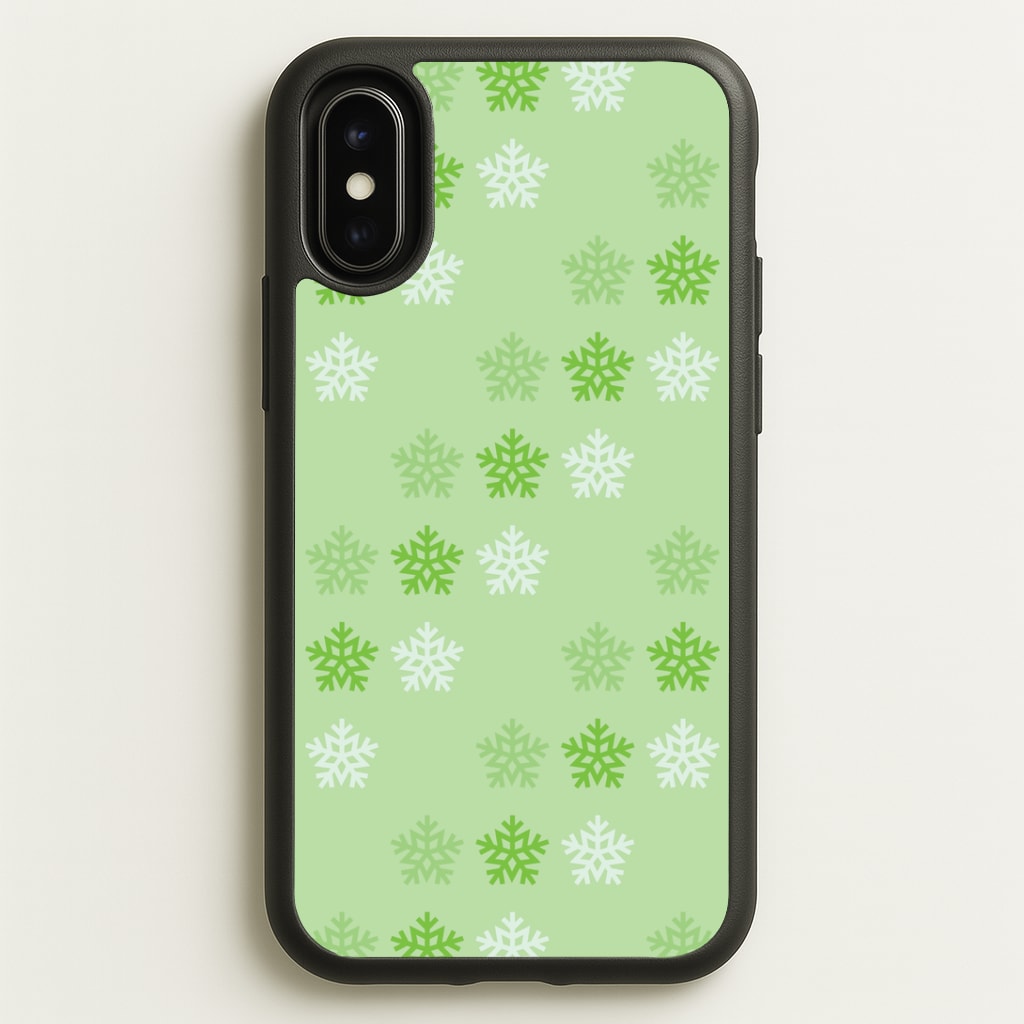 Green Slowflakes Christmas Pattern iPhone X / XS Case