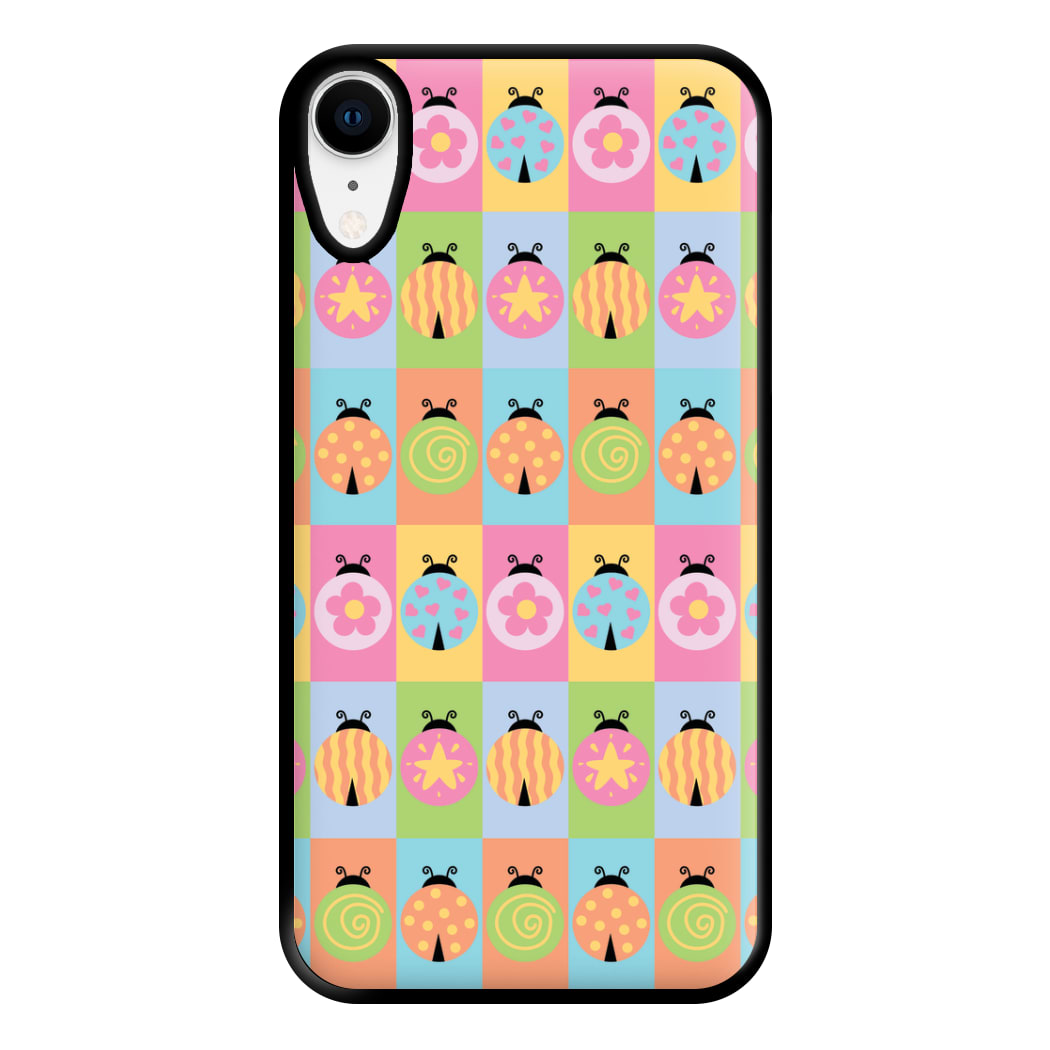 Cartoon Ladybugs Colourful Pattern iPhone XR Case