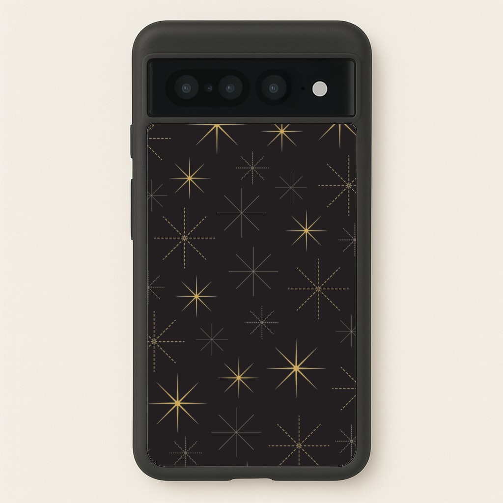 Christmas Gold Stars Pattern Google Pixel 7 Pro Case