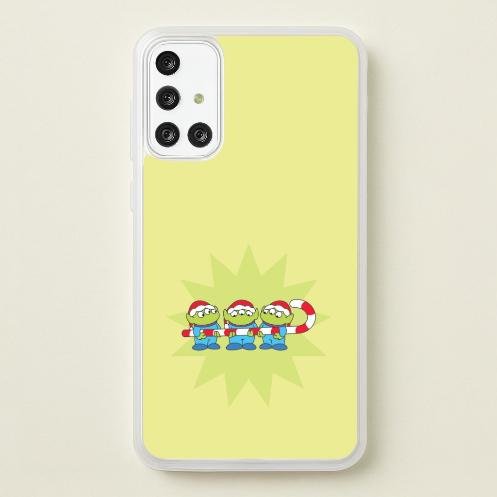 Cute Green Aliens Candycane Galaxy A71 Case