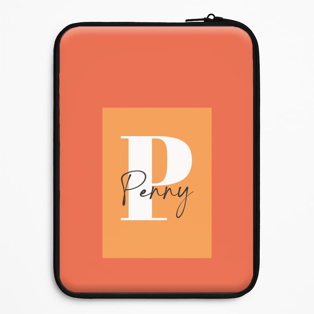 Orange Personalised Name Laptop Sleeve