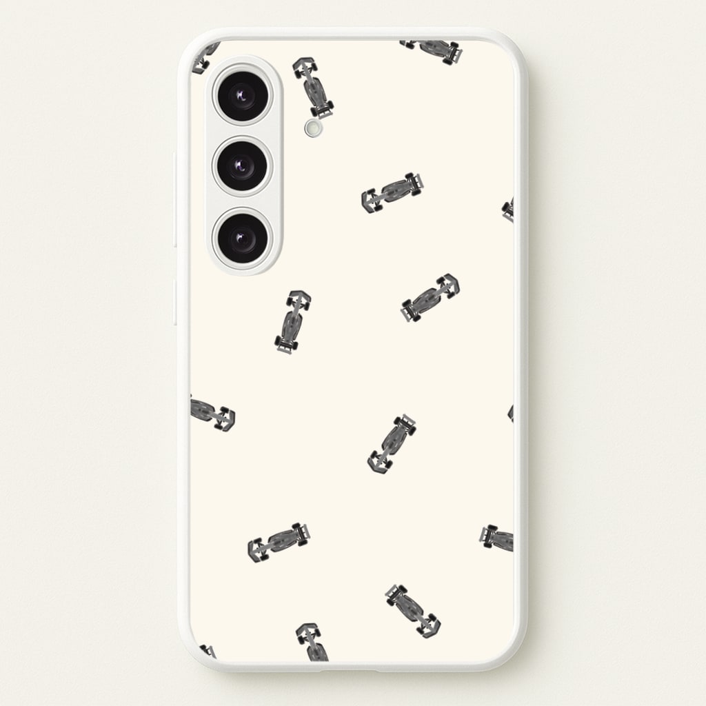 Race Cars Pattern Off White Galaxy S24 Plus Case