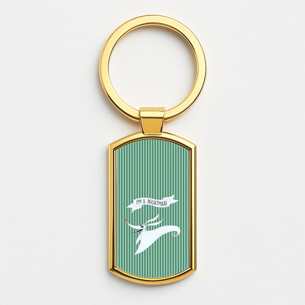 Stripey I'm A Nightmare Gold Keyring