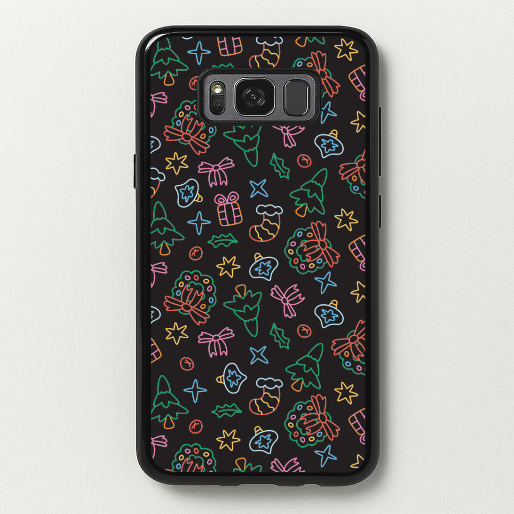 Neon Christmas Icons Pattern I Galaxy S8 Plus Case