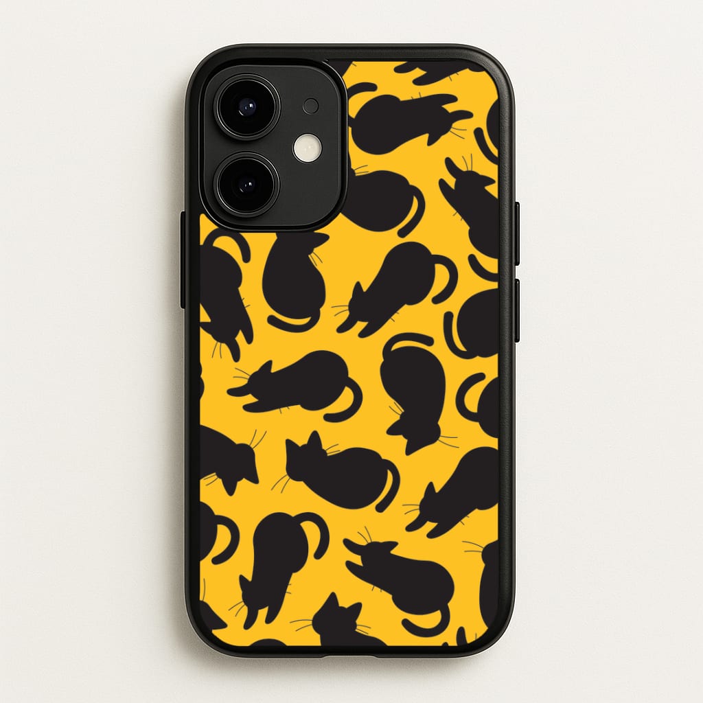 Black Cat Silhouettes Pattern iPhone 12 / 12 Pro Case