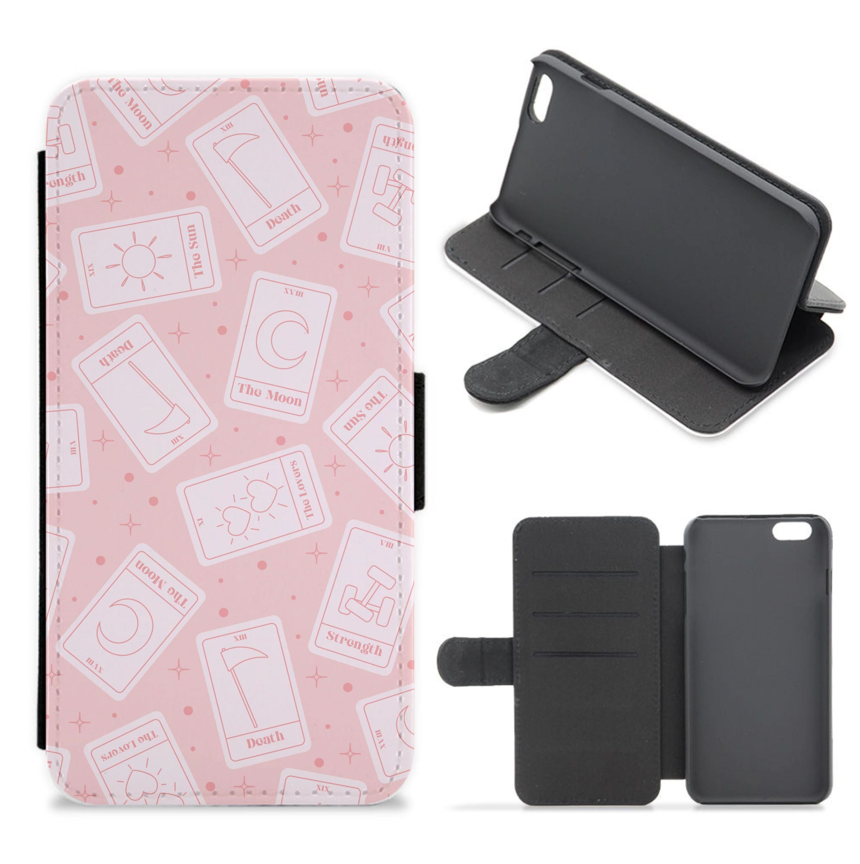 Pastel Pink Tarot Cards Pattern Flip / Wallet Phone Case