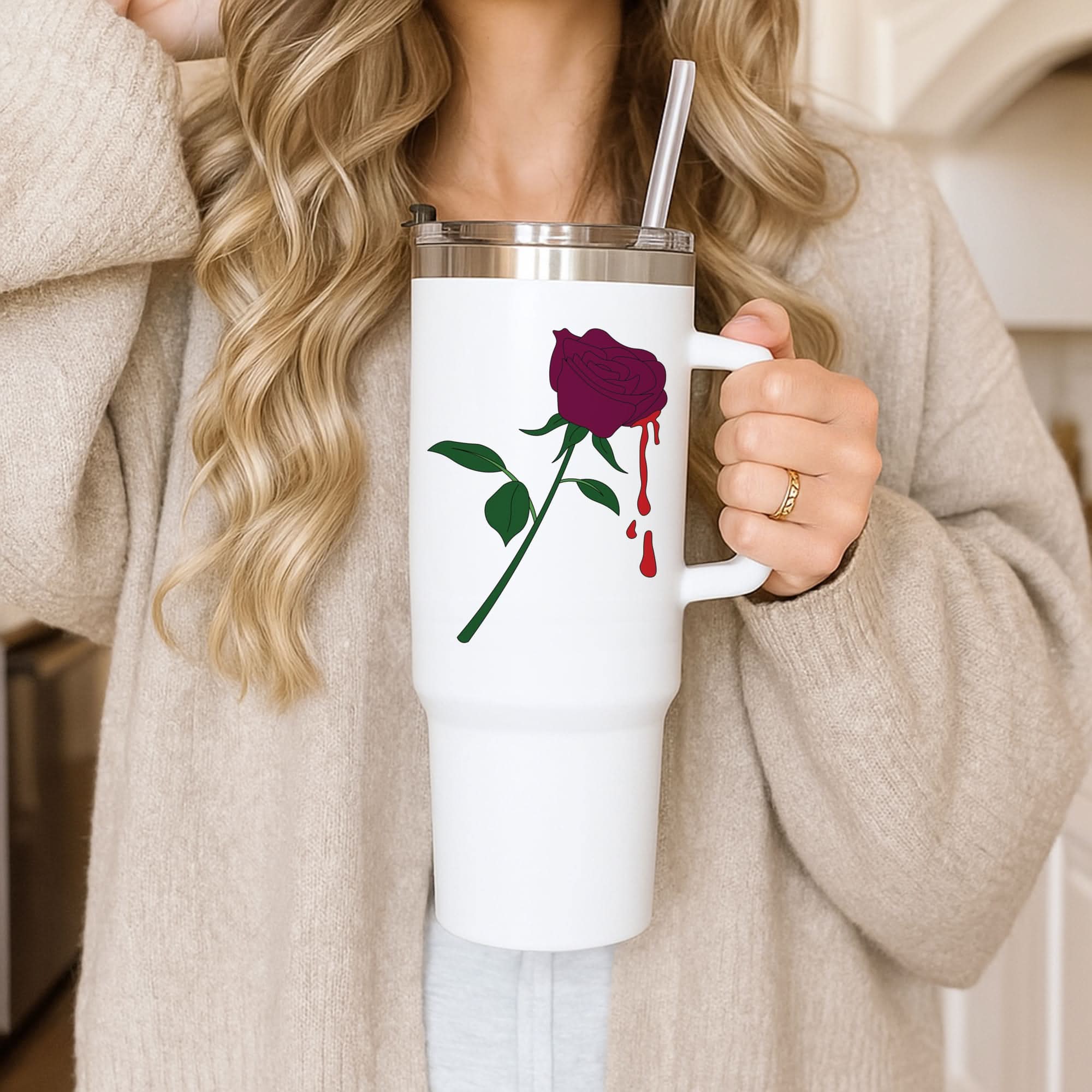 Dark Pink Rose Tumbler