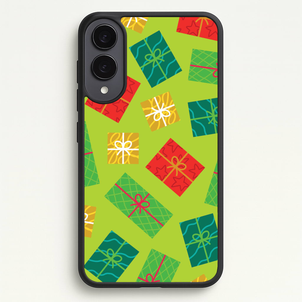 Colourful Abstract Christmas Presents Pattern Galaxy S25 Edge Case