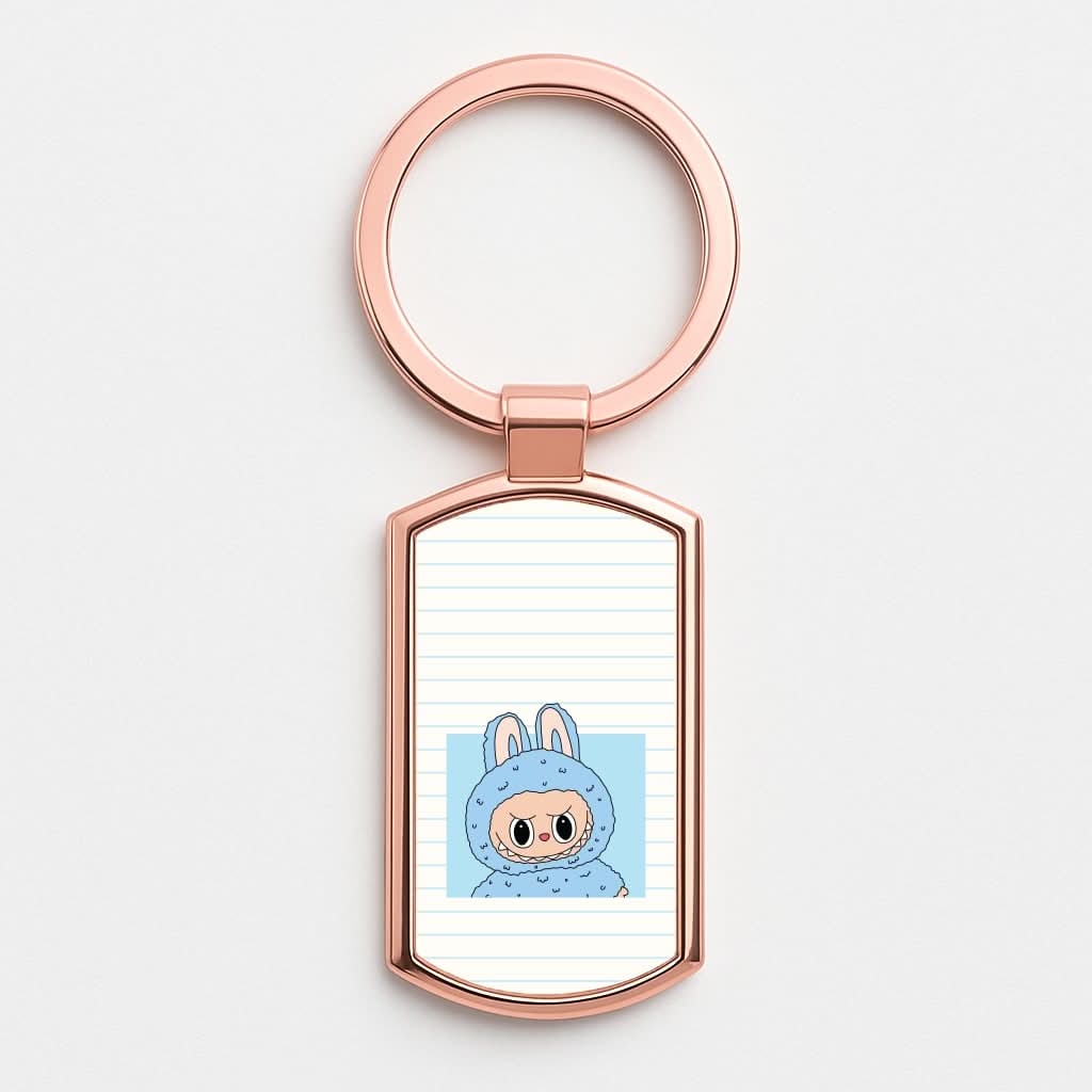 Cute Blue Notebook Monster Rose Gold Keyring