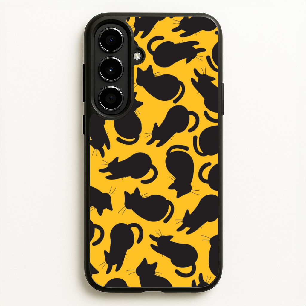Black Cat Silhouettes Pattern Galaxy A56 Case