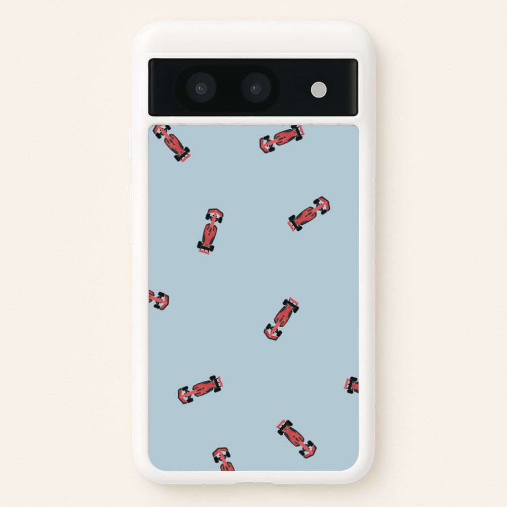 Race Cars Pattern Blue Google Pixel 8a Case