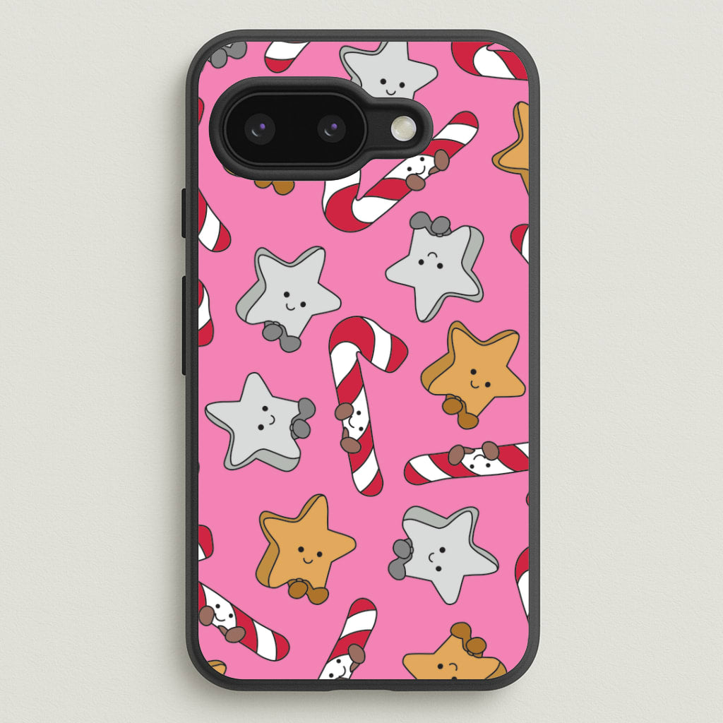 Pink Christmas Plushies Pattern Google Pixel 9a Case