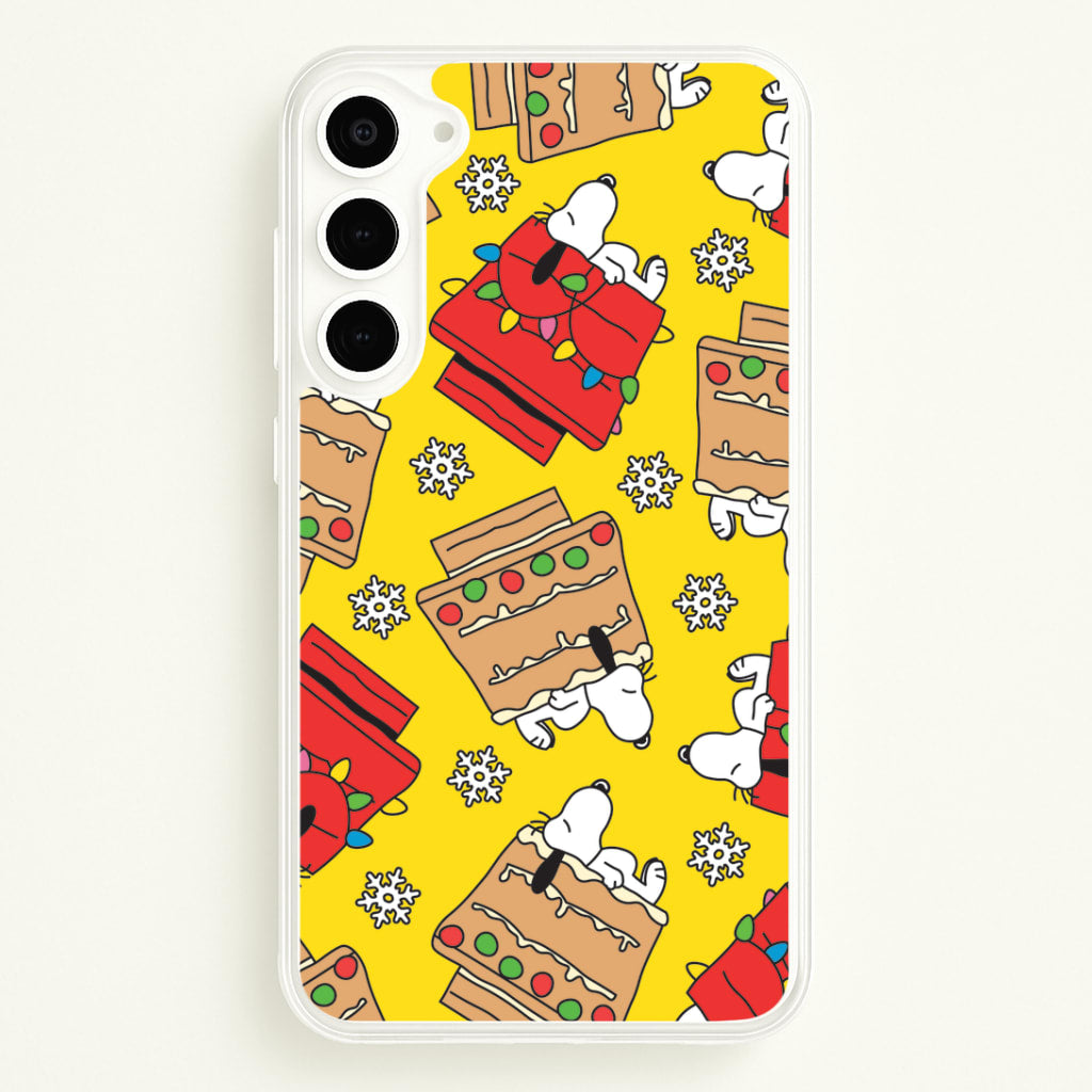 Cartoon Beagle Fairylights And Gingerbead Pattern Galaxy S23 Plus Case