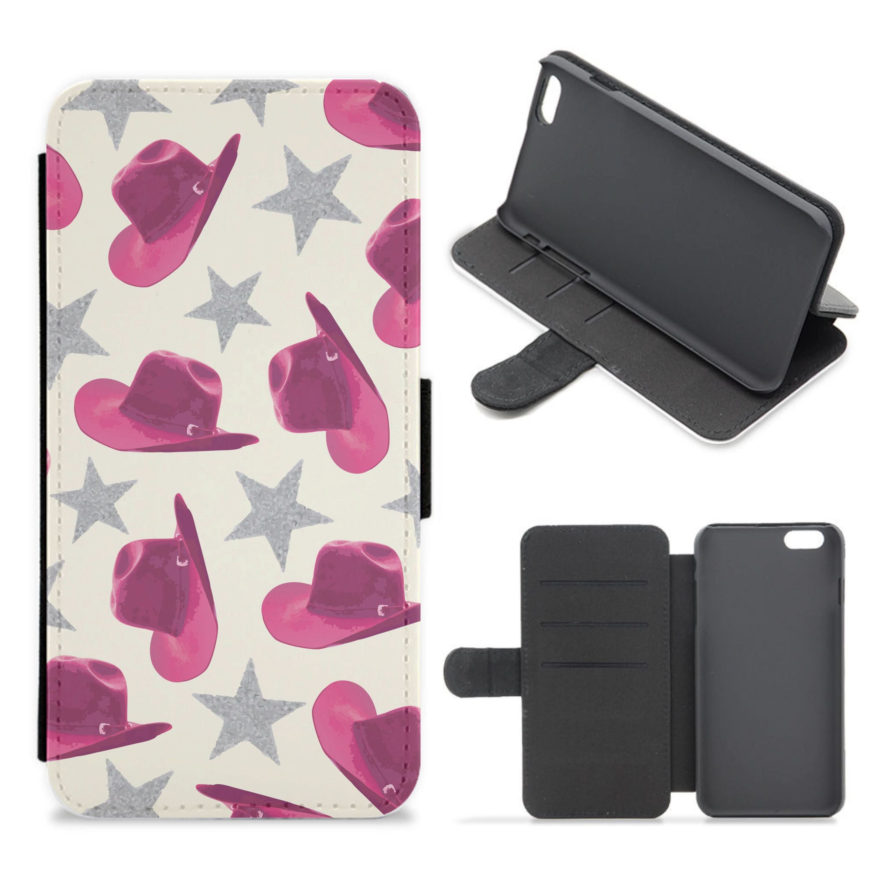 Pink Cowboy Hats And Stars Pattern Flip / Wallet Phone Case