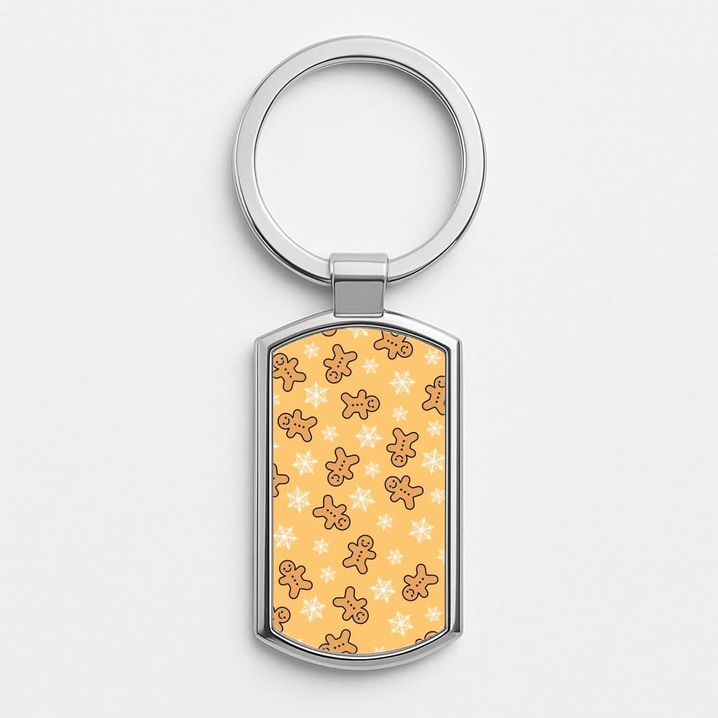 Cute Gingerbread And Snowflakes Pattern Luxury Keyring