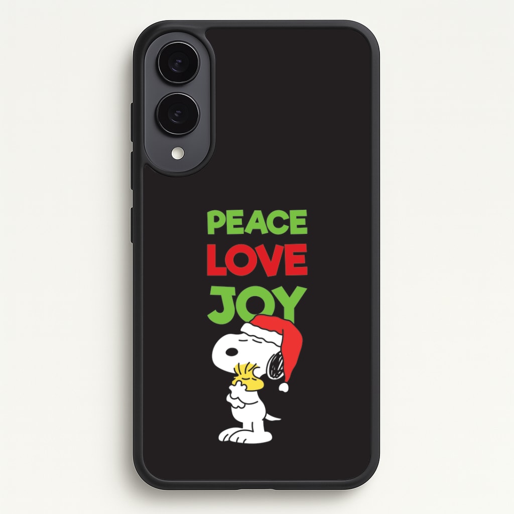 Peace, Love, Joy Christmas Cartoon Beagle Galaxy S25 Edge Case