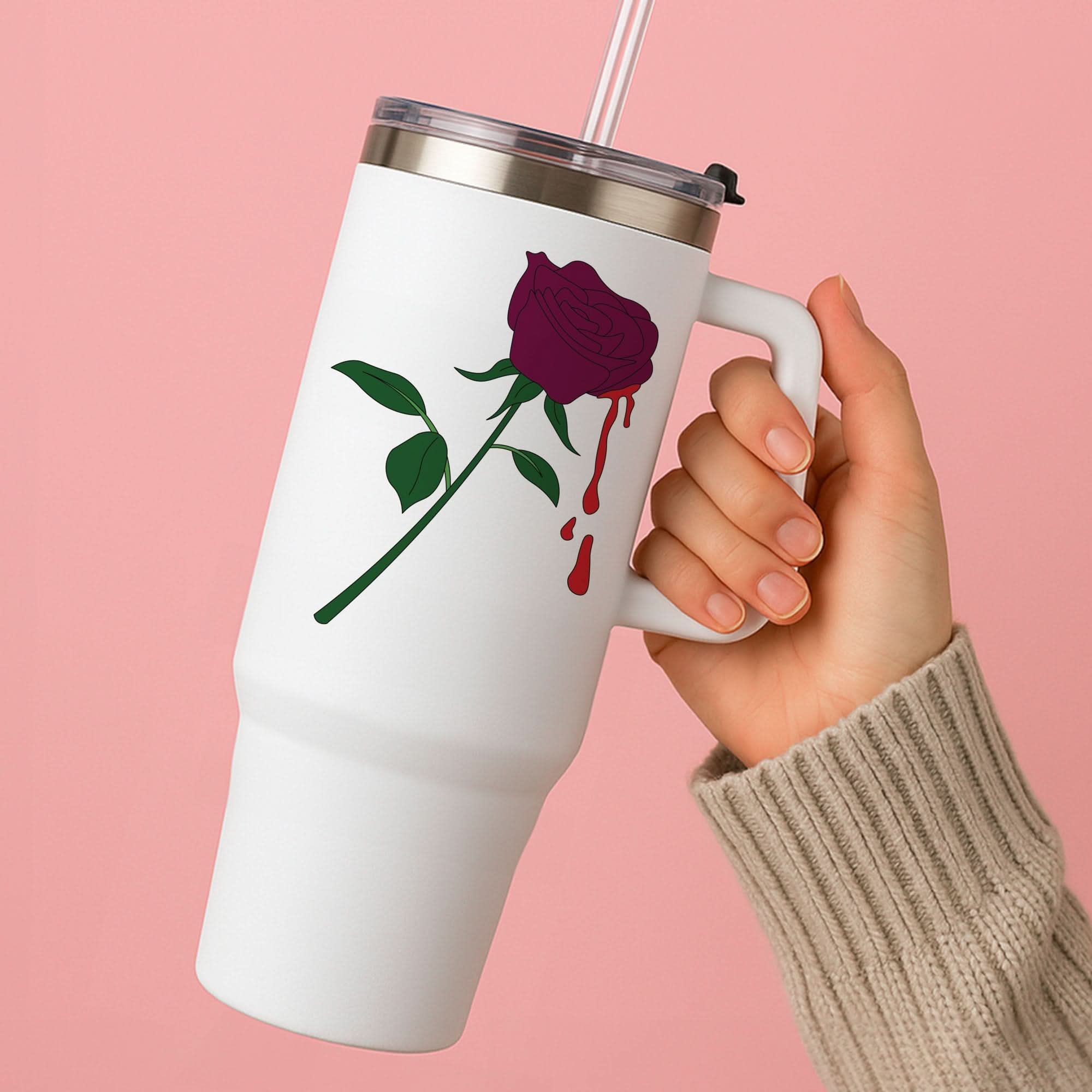 Dark Pink Rose Tumbler