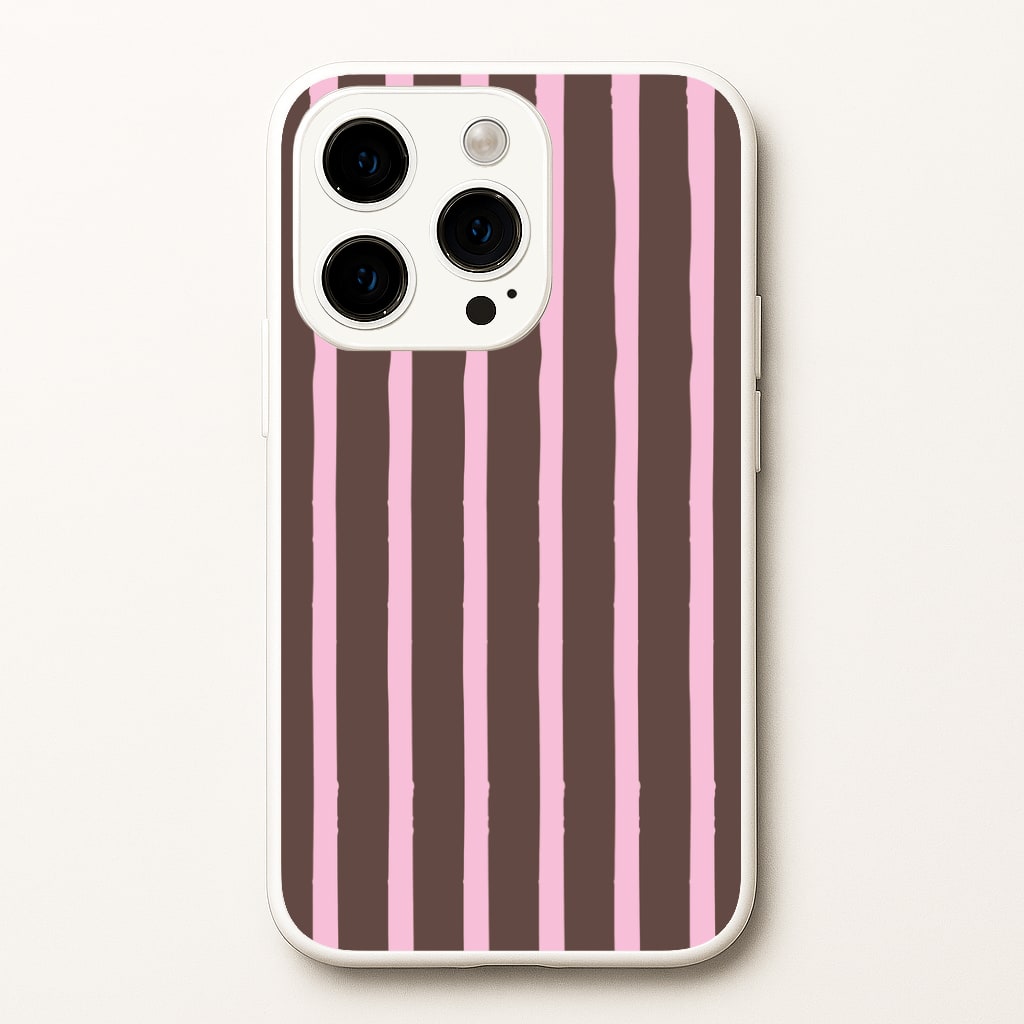 Chocolate & Strawberry Stripes iPhone 14 Pro Case
