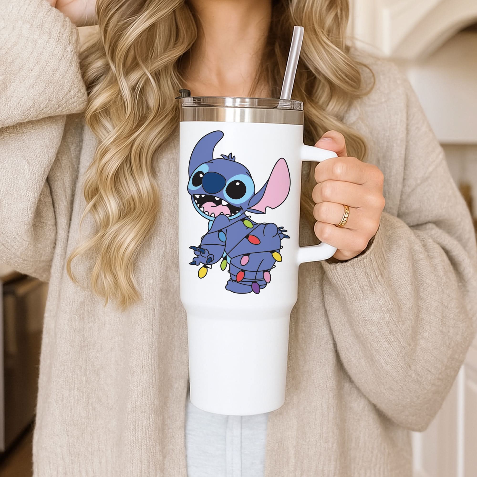 Cute Blue Alien Fairylights Tumbler