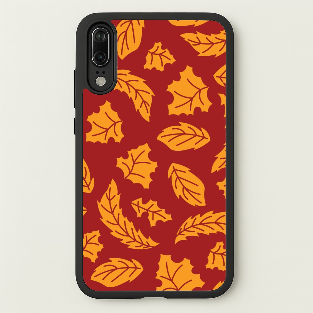 Orange Leaves Pattern Huawei P20 Case