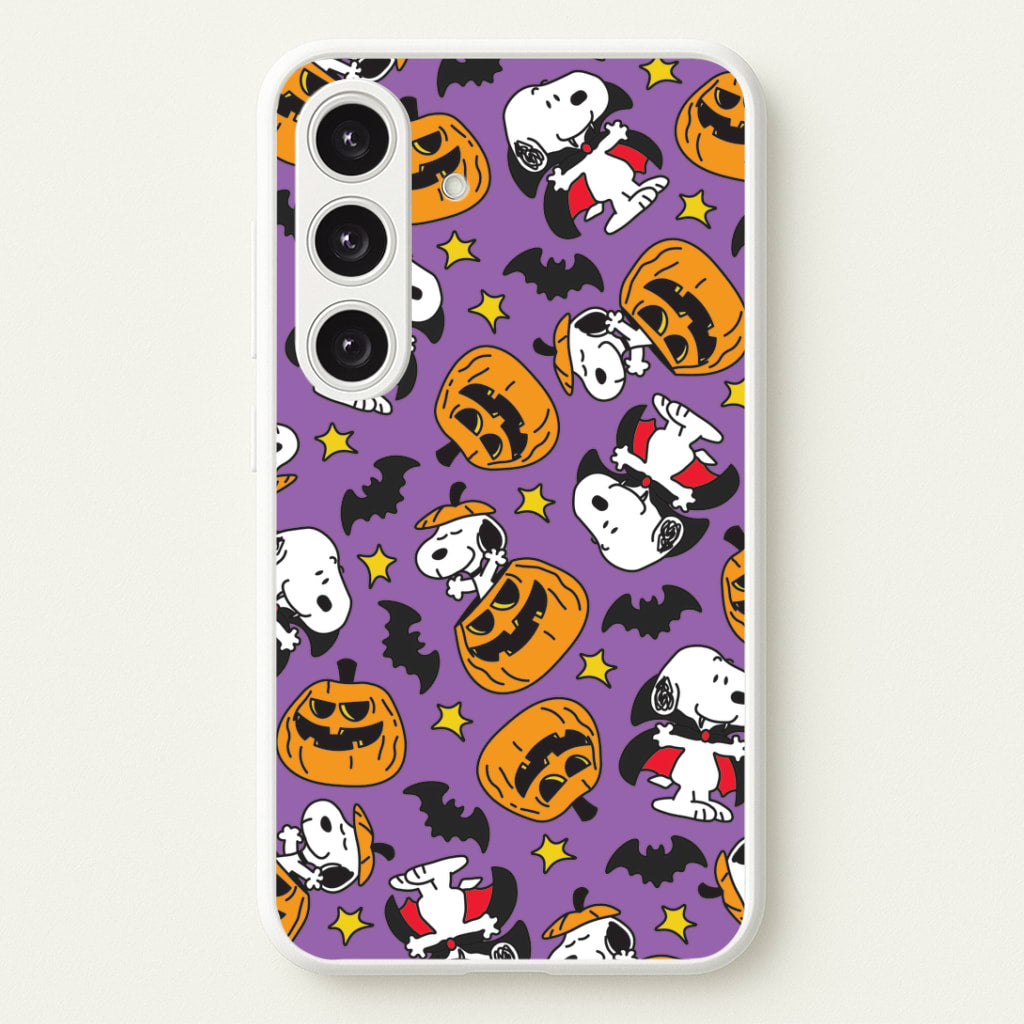 Cartoon Beagle Halloween Pattern Galaxy S25 Plus Case