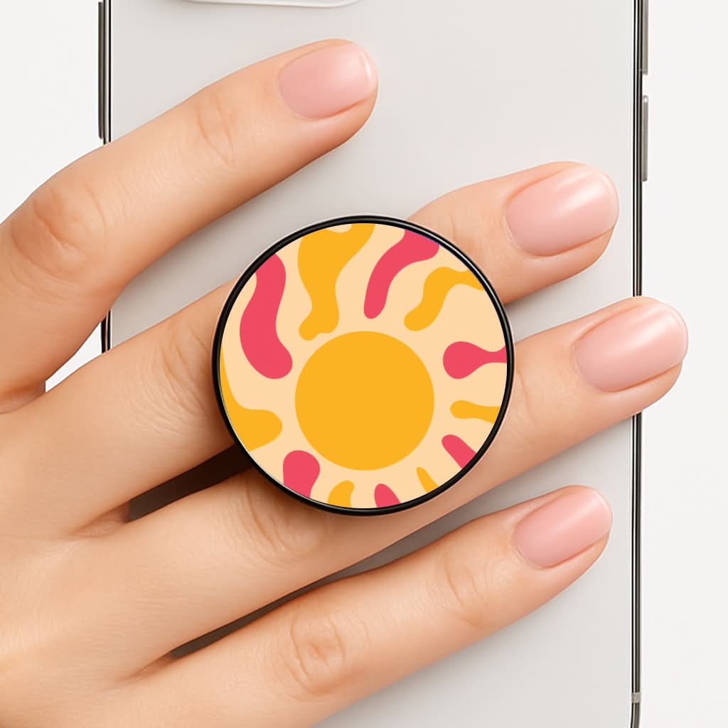 Yellow And Pink Abstract Sun Phone Grip