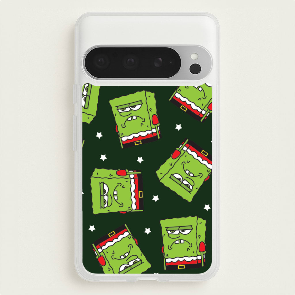 Grumpy Christmas Cartoon Sponge Pattern Google Pixel 9 Pro XL Case