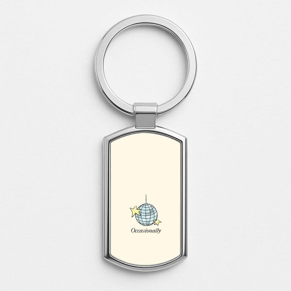 Ocasionally Discoball Silver Metal Keyring