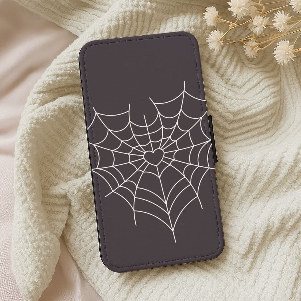Spiderweb Hearts I Leather Phone Case