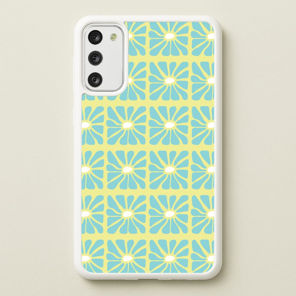 Square Abstract Flowers Blue Galaxy A41 Case