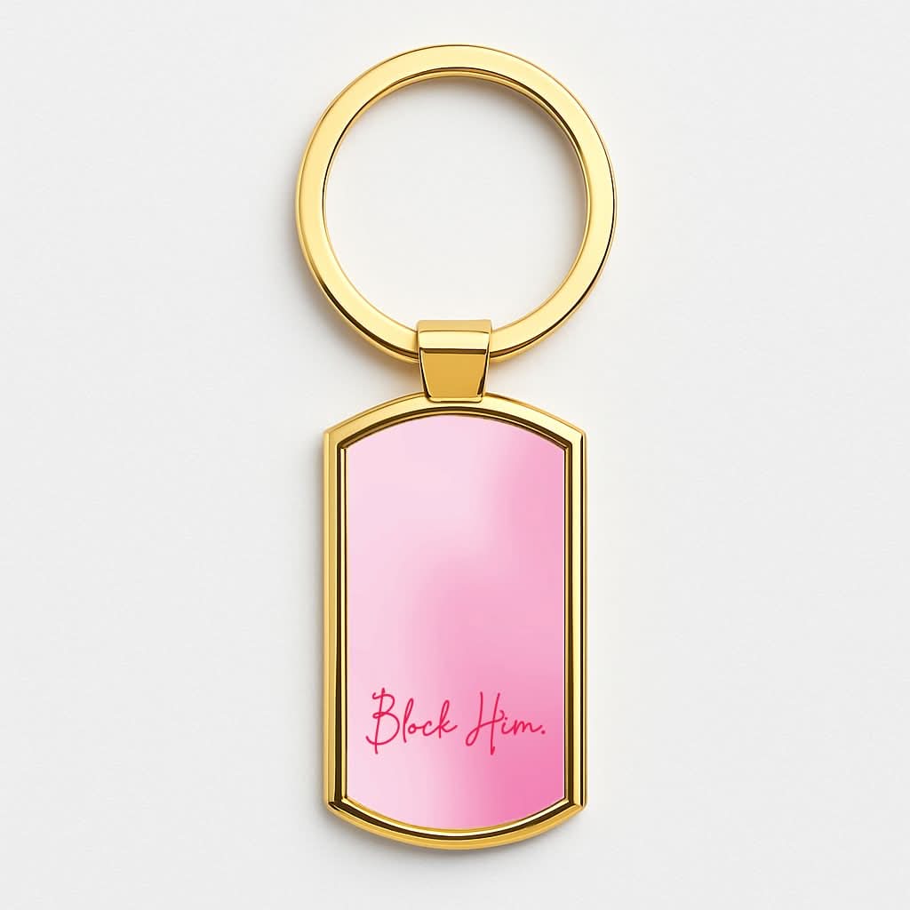 Block Him Pink Gradient Gold Keyring