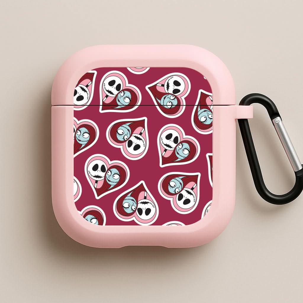 J And S Heart Pattern Pink AirPods Case