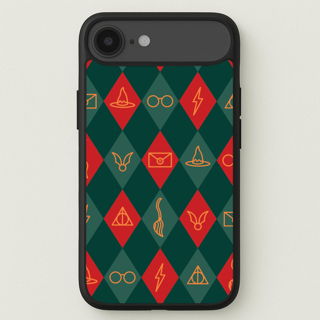 Christmas Wizard Icons Argyle Pattern iPhone 17 Air Case