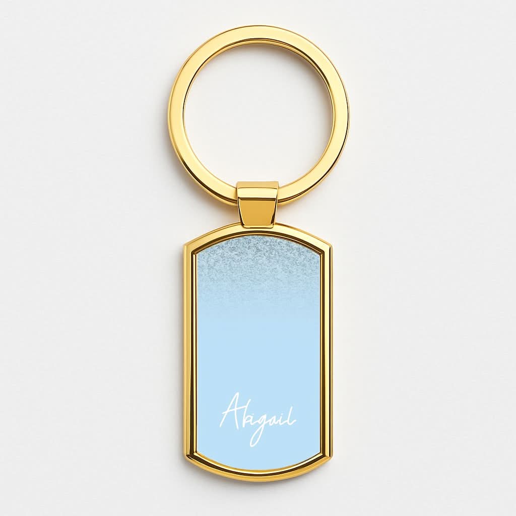 Blue Glitter Personalised Name Gold Keyring