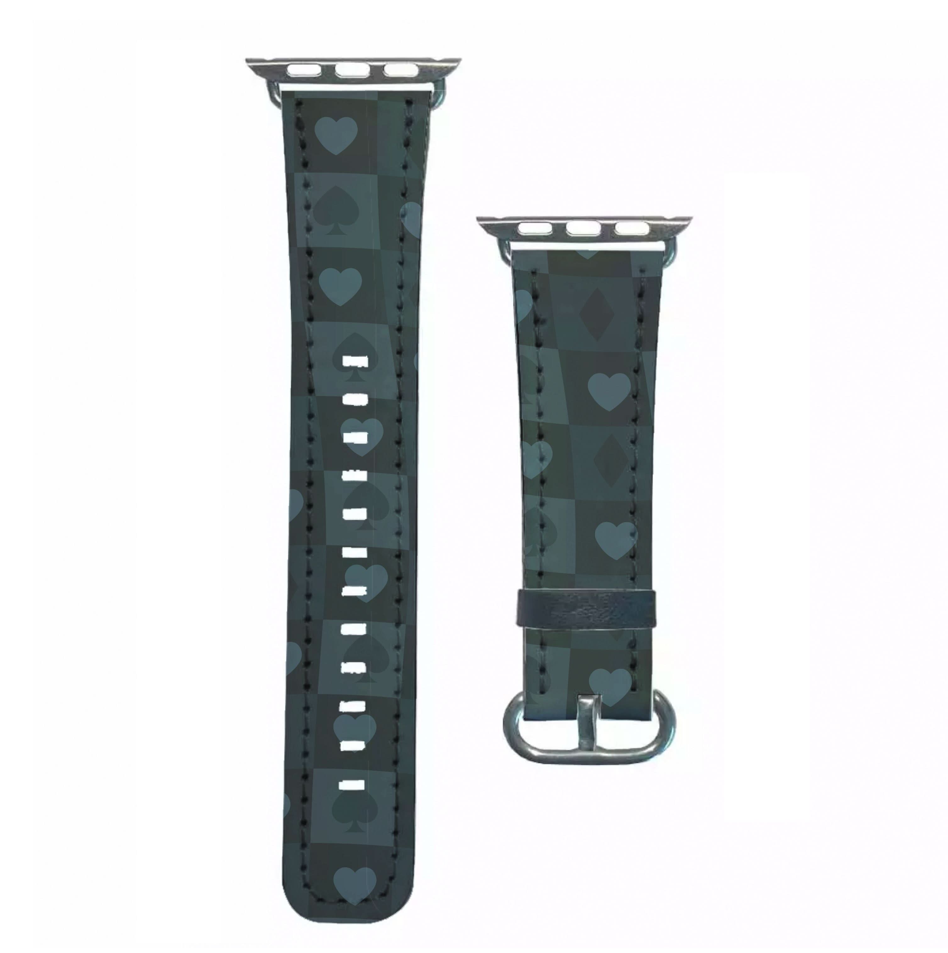 Card Suits Pattern Black Apple Watch Strap