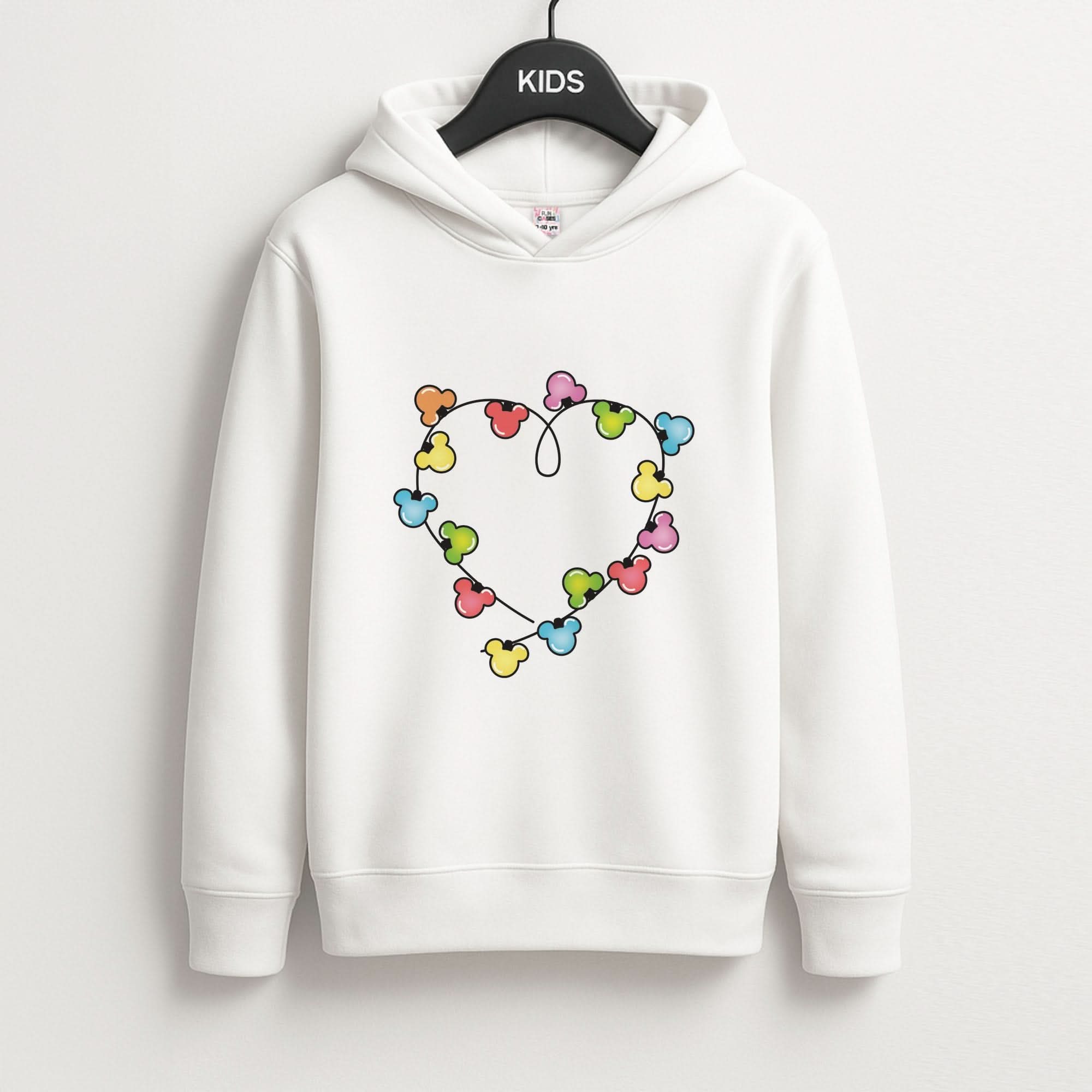 Cartoon Mouse Christmas Fairylights Heart Kids Hoodie
