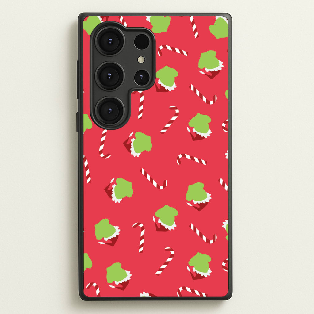Green Creature And Candy Canes Pattern Galaxy S25 Ultra Case
