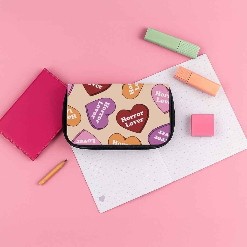 Horror Lover Hearts Pattern Pencil Case