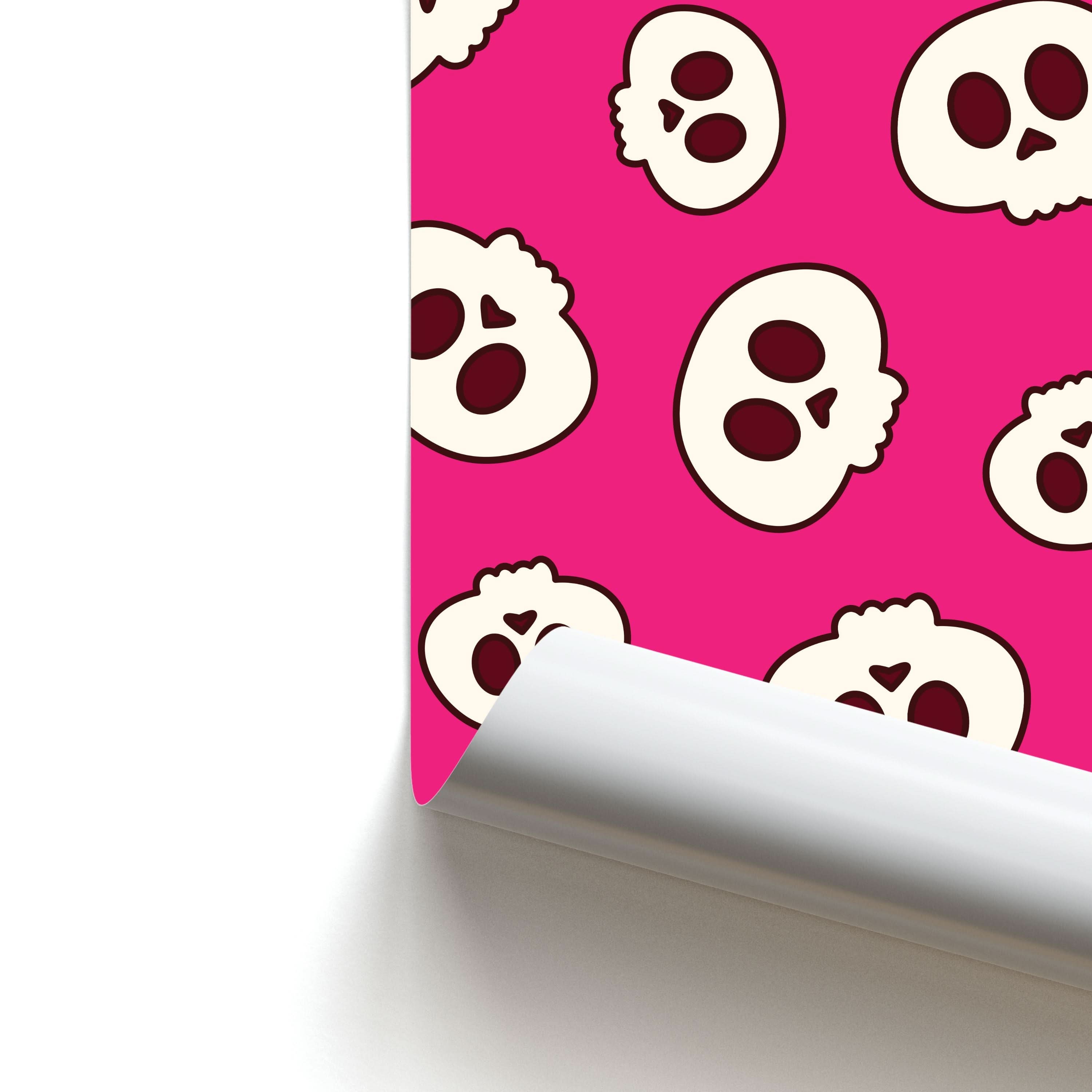Pink Skulls Pattern Poster